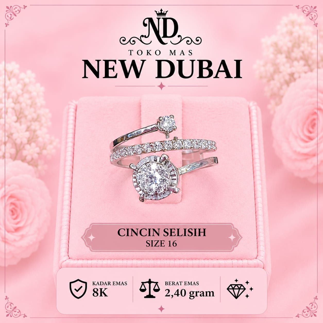 CINCIN SELISIH 3 RING BULAT MATA AD