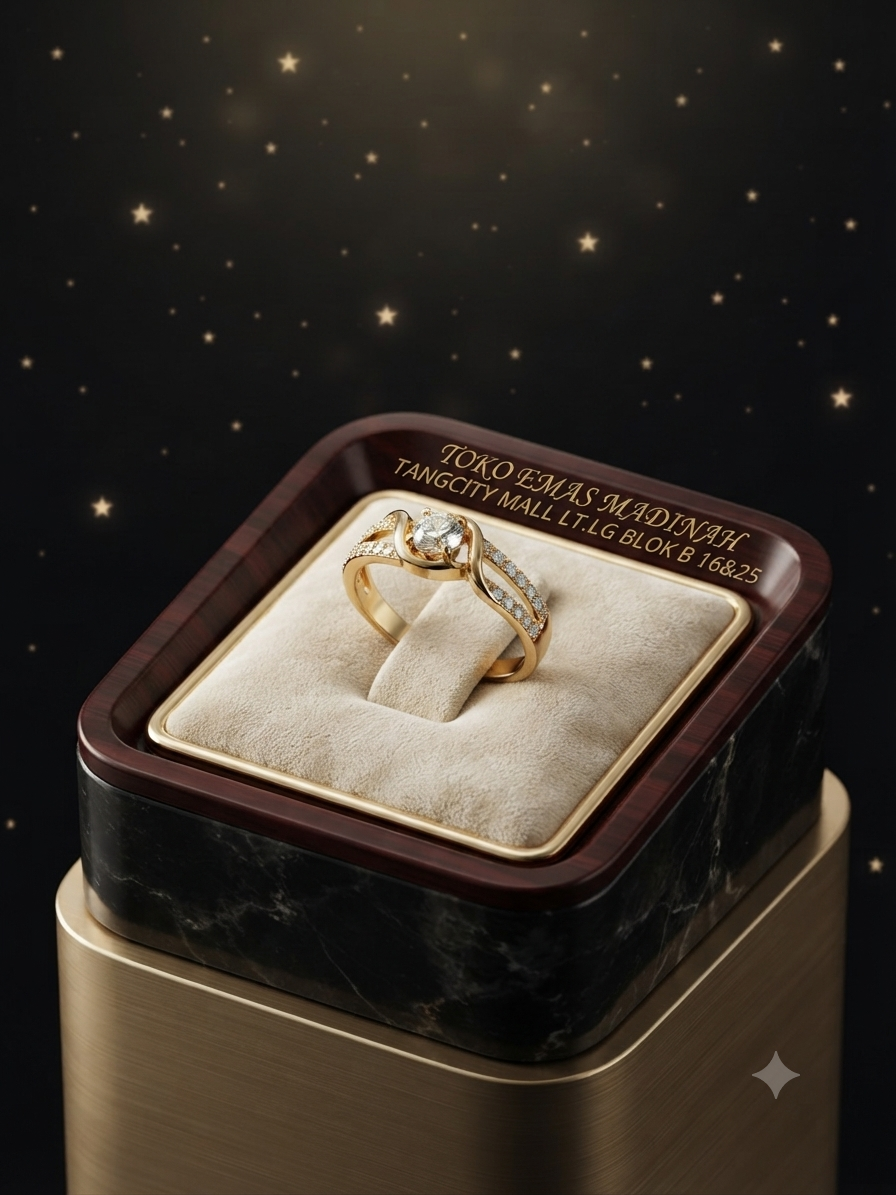 CINCIN SOLITAIRE GELOMBANG LISTRING