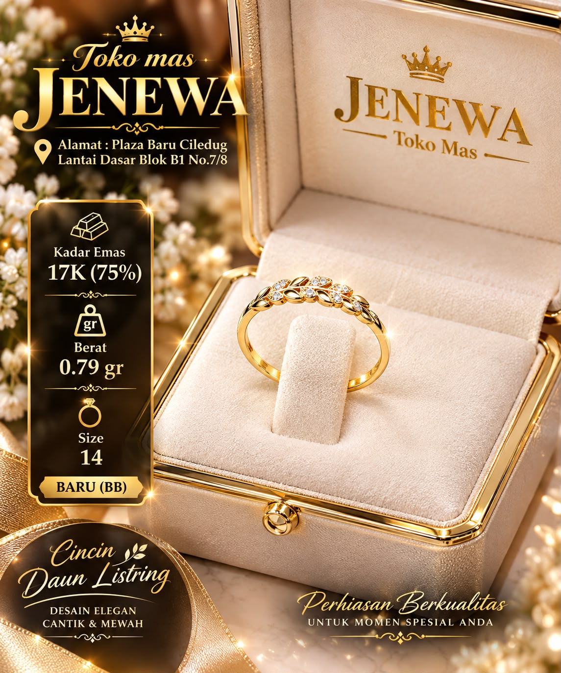 CINCIN DAUN BULAT UKIR